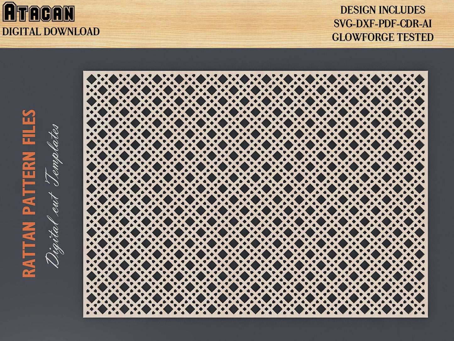 Rattan Cane Seamless Patterns / Cane Weave SVG / Glowforge Laser SVG File 440