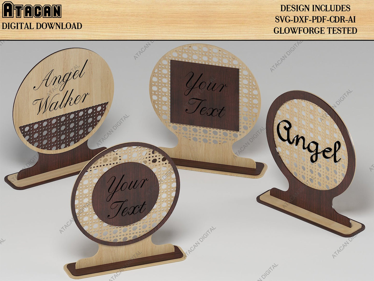 Rattan Cane Sign Backer Bundle / Rattan Cane Arch shape Laser Cut Files / Baby name sign SVG DXF CDR Ai 496