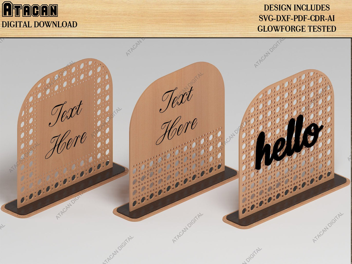 Rattan Cane Sign Backer Bundle / Rattan Cane Arch shape Laser Cut Files / Baby name sign SVG DXF CDR Ai 496