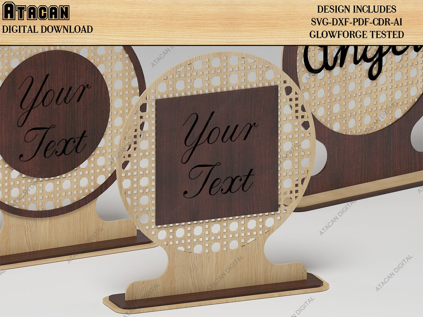 Rattan Cane Sign Backer Bundle / Rattan Cane Arch shape Laser Cut Files / Baby name sign SVG DXF CDR Ai 496