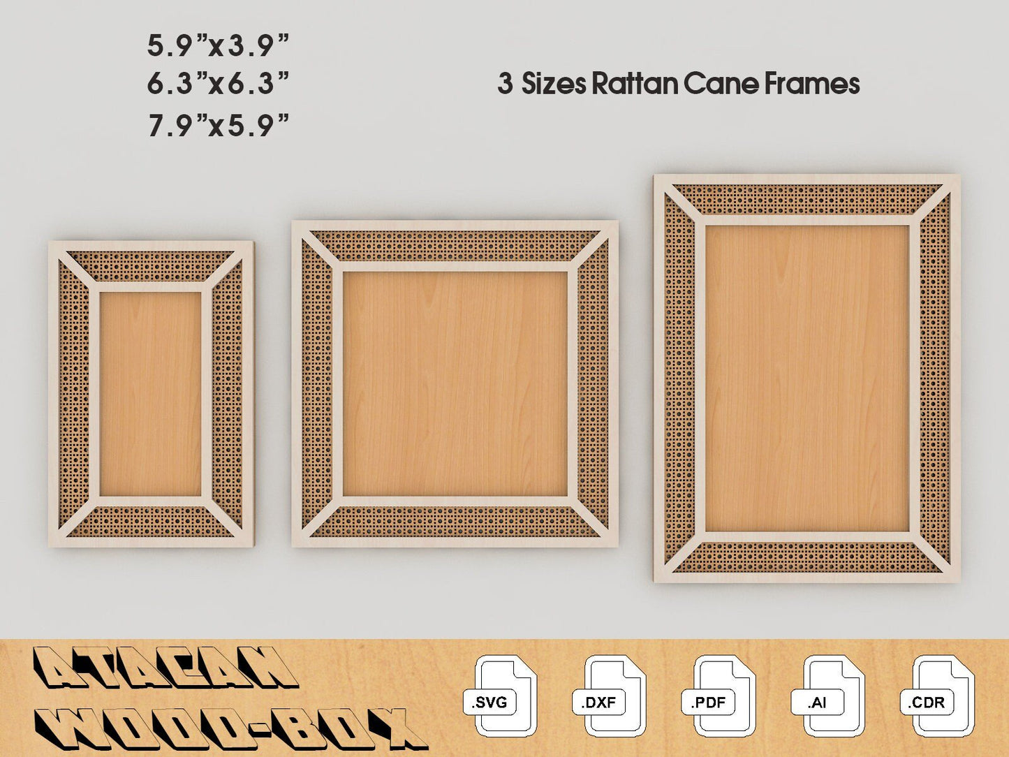 Rattan Look Frame Collection - Boho Rattan SVG Cut File - Laser Cut File for Glowforge 241