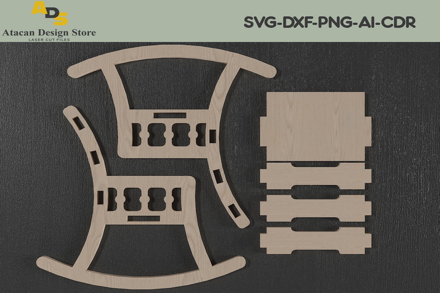 Rocking Chair Woodworking Plan / Miniature Rocking Chair for Vector / Laser cut Templates 281