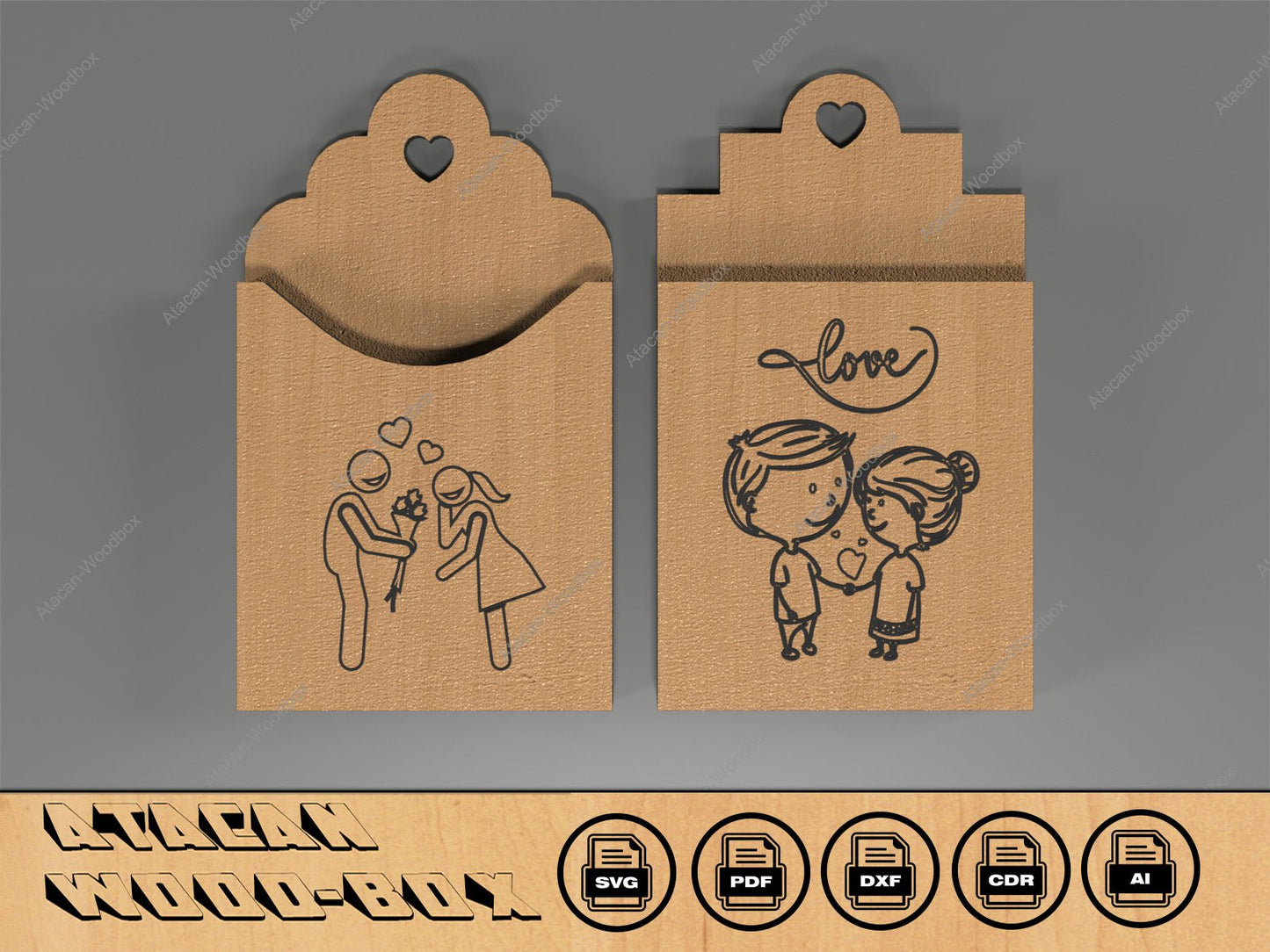 Romantic Gift Card Holder Set - Wooden Love Cases - Happy Valentines Day SVG - Unique Designs For Anniversary 404