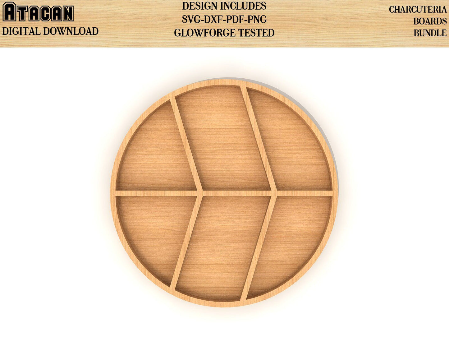 Round Charcuterie Board Svg bundles - Circle Laser Cut Files - Glowforge Ready 130