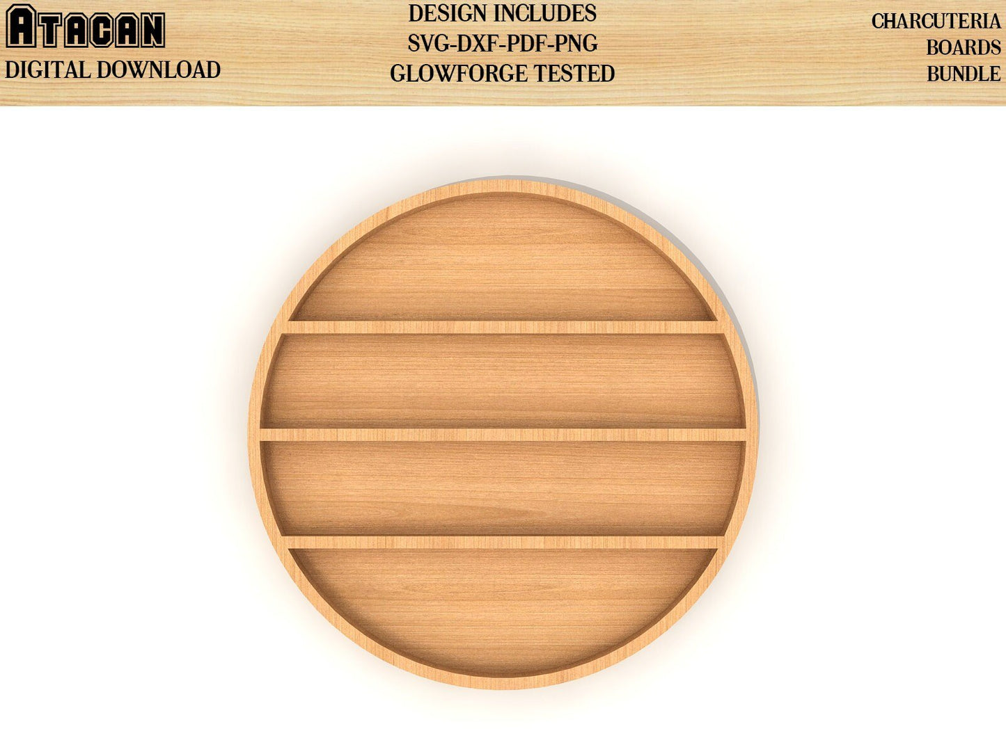 Round Charcuterie Board Svg bundles - Circle Laser Cut Files - Glowforge Ready 130