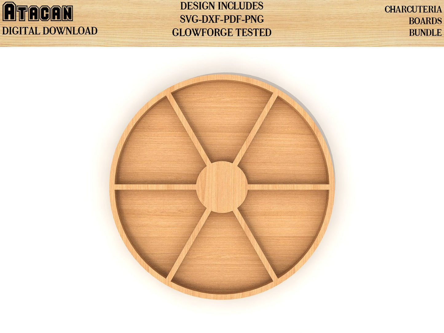 Round Charcuterie Board Svg bundles - Circle Laser Cut Files - Glowforge Ready 130