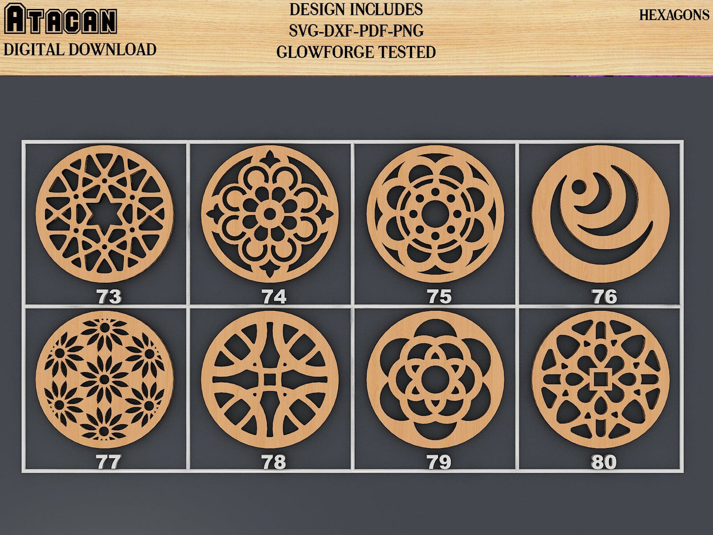 Round Coaster Set / Drink Mats Laser Cut Files / Dxf, Svg, Cdr, Ai 334