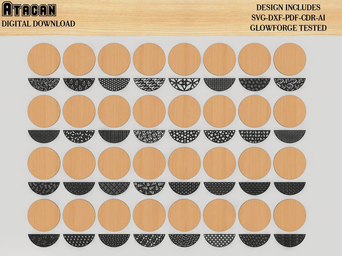 Round door hanger Bundle / Welcome Door Sign / Patterned Round Door Hanging Laser cut Svg files 445