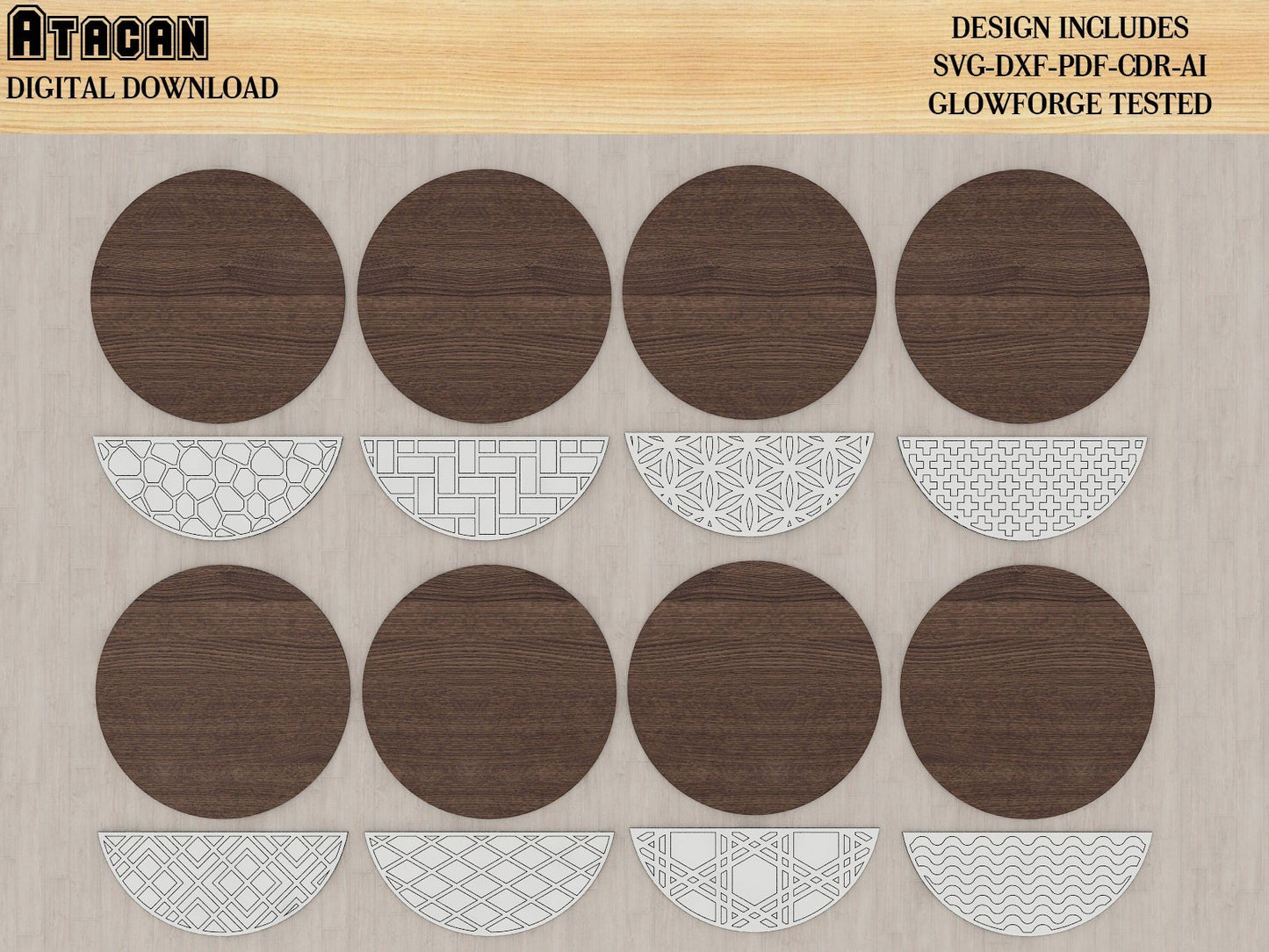 Round Door Hanger Sign Svg Bundle / Welcome Pattern Files / Home Sweet Home Glowforge signs 390