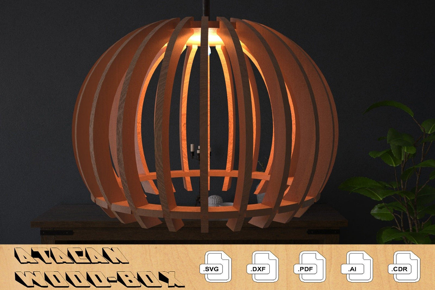 Round Oval Wood Pendant Light Chandelier Lamp lampshade plywood Svg, Dxf, Cdr 275