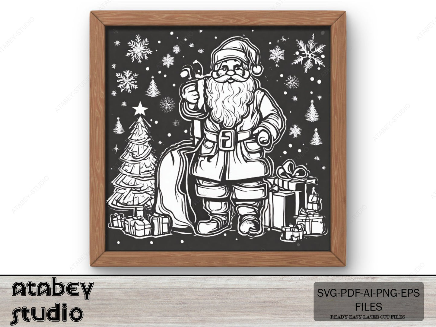 Santa Claus Printable Posters / Square Santa Christmas Download Prints / Digital Downloadable Sheets SVG Ai EPS PNG 542