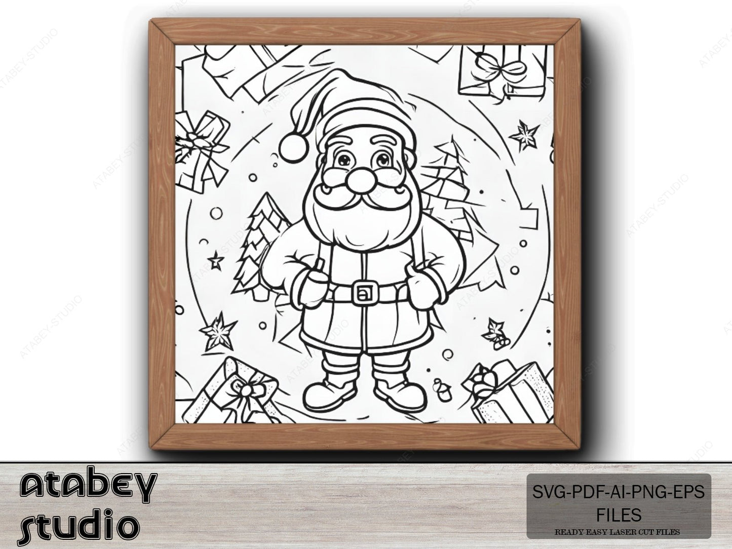 Santa Claus Printable Posters / Square Santa Christmas Download Prints / Digital Downloadable Sheets SVG Ai EPS PNG 542