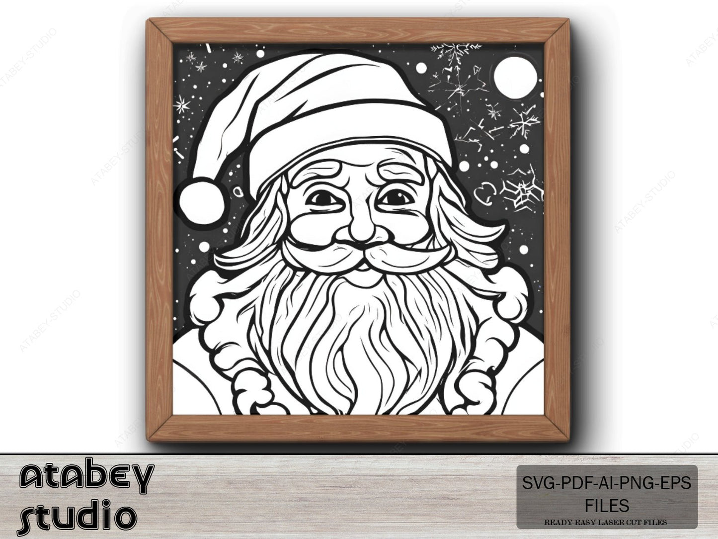 Santa Claus Printable Posters / Square Santa Christmas Download Prints / Digital Downloadable Sheets SVG Ai EPS PNG 542