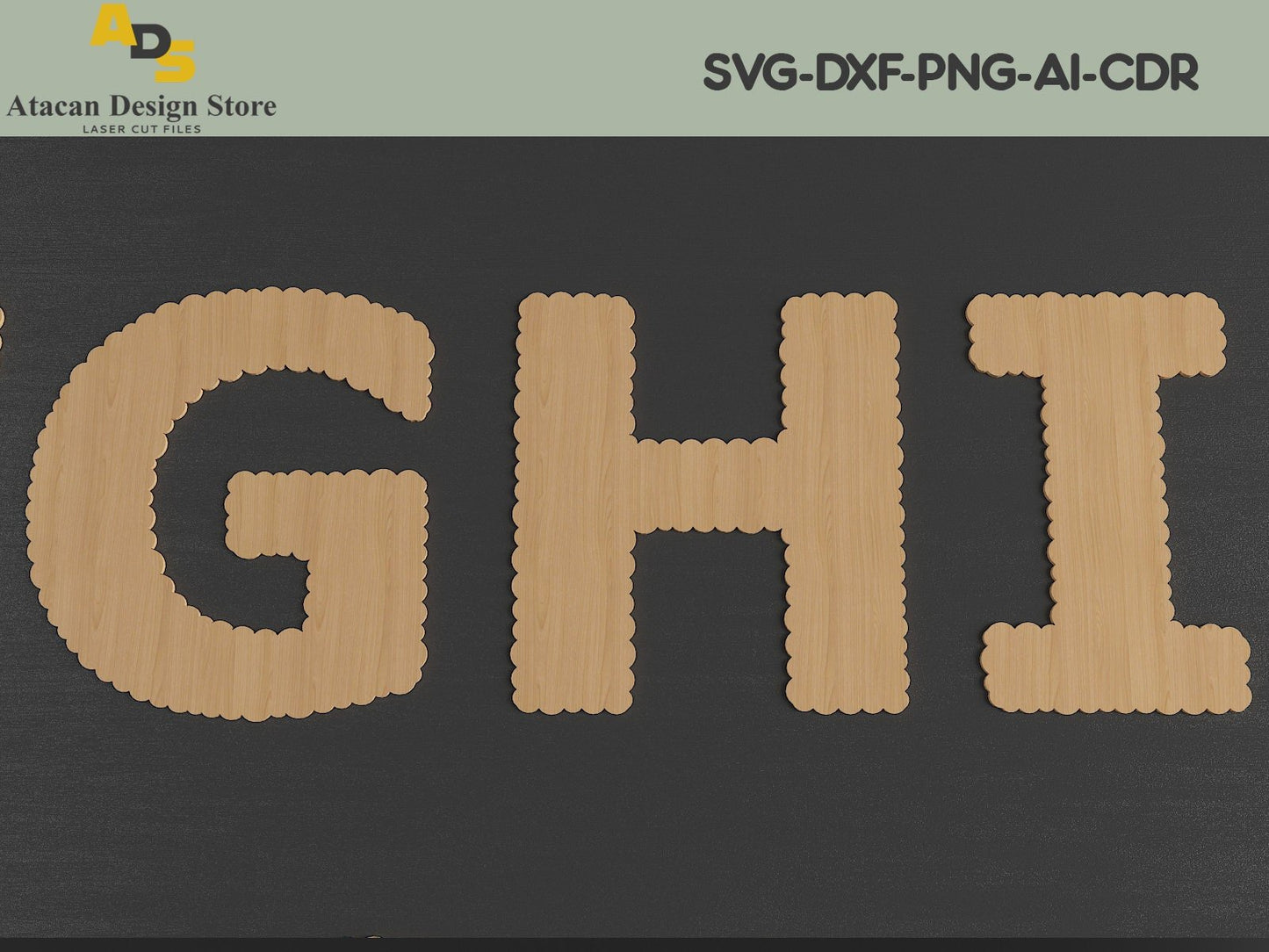 Scallop Alphabet Set / Scallop Letter Shapes / Scalloped Cutting Files / Scallop templates 266