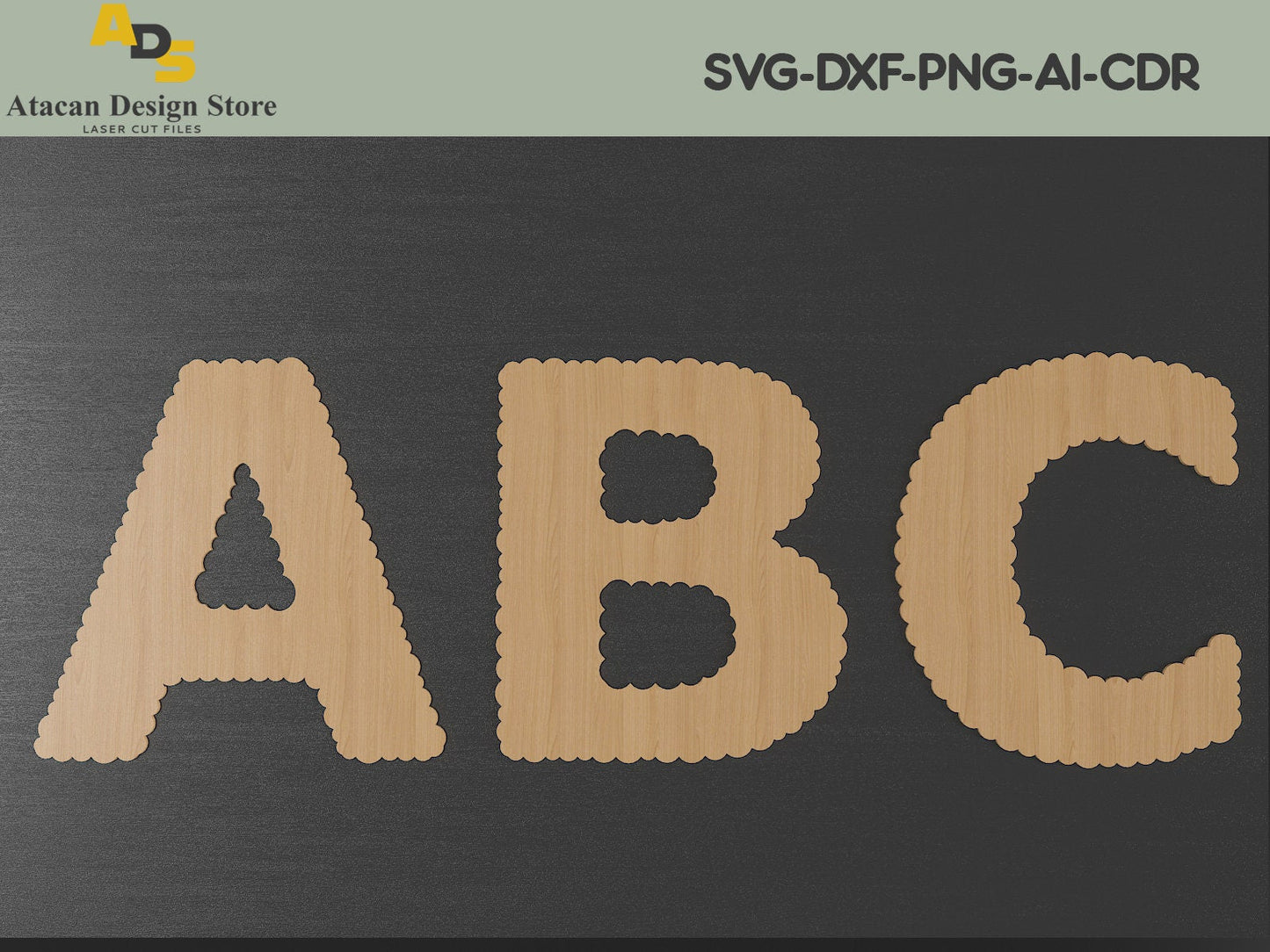 Scallop Alphabet Set / Scallop Letter Shapes / Scalloped Cutting Files / Scallop templates 266