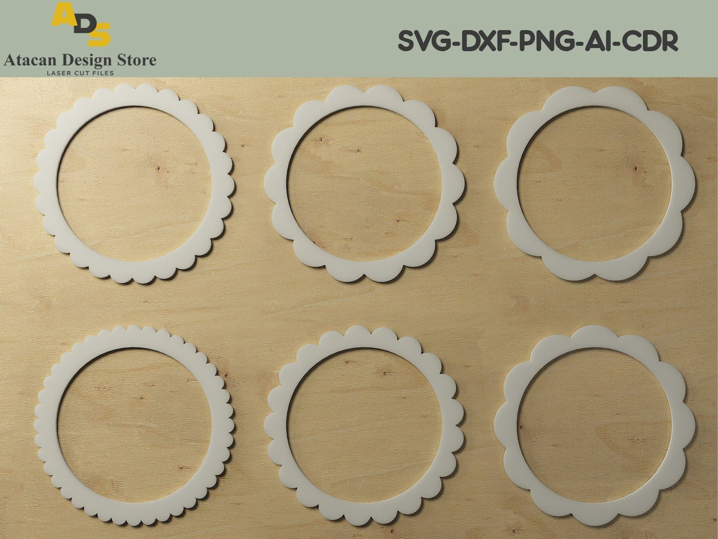 Scallop circle SVG / Scallop shape digital files / Scalloped circle Dxf / Scallop templates 265