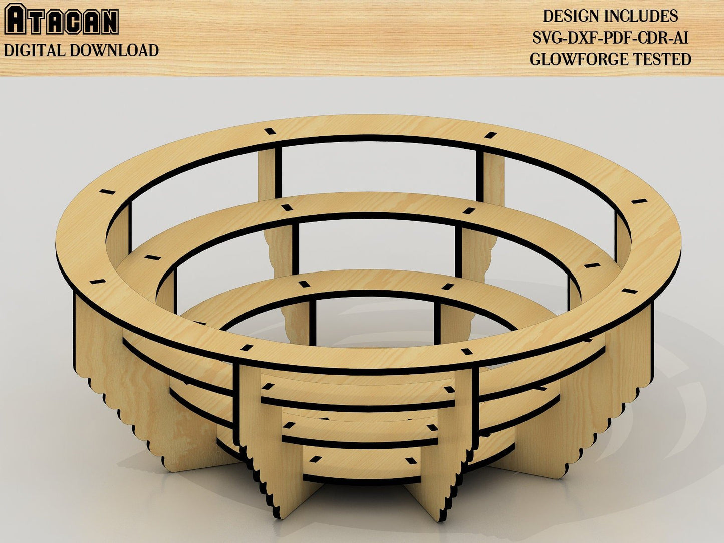 Scroll Saw pattern/Basket SVG/Bowl DXF/Dish for fruit CNC/Plate for sweets Laser cut vector/Plate for cookies Laser cut Glowforge file 297