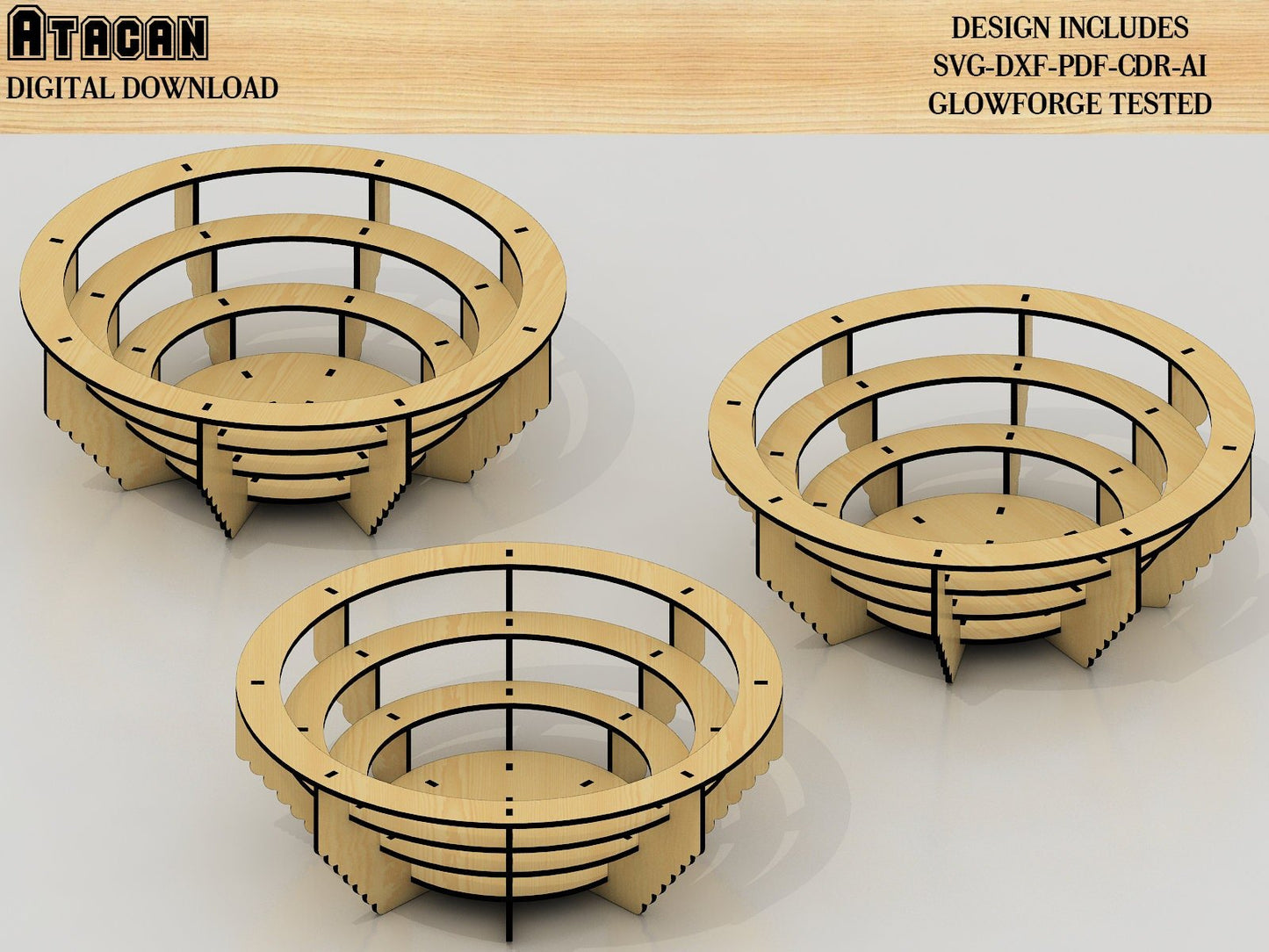 Scroll Saw pattern/Basket SVG/Bowl DXF/Dish for fruit CNC/Plate for sweets Laser cut vector/Plate for cookies Laser cut Glowforge file 297