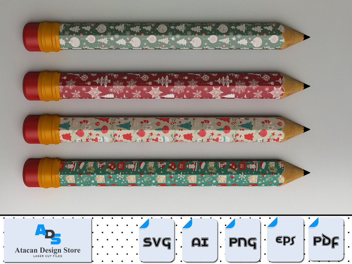 Seamless Vintage Christmas Patterns / Snowflake Santa Christmas Tree Wrap Templates / Xmas Winter Wallpapers Background SVG DXF CDR 350