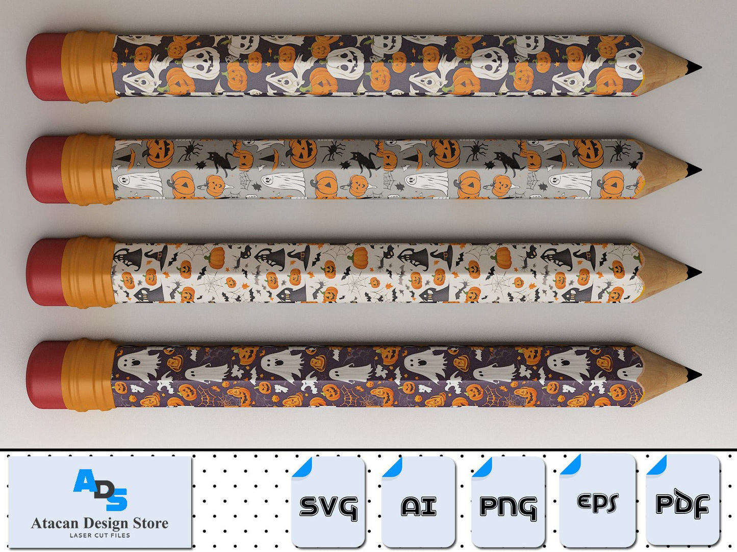 Seamless Vintage Halloween Patterns / Pumpkin Pooky Bats Witches Templates / Halloween Spooky Ghosts Wallpapers Background SVG DXF CDR 351