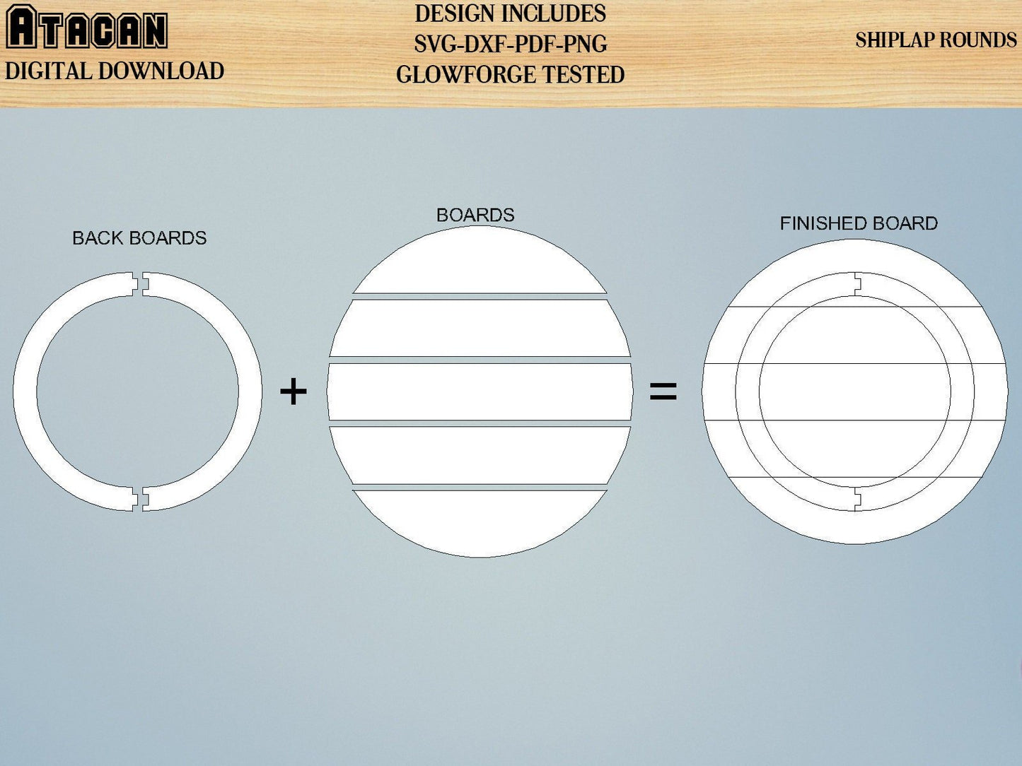Shiplap Circle SVG Glowforge File / Shiplap Round SVG cut files / Laser Cut File / Engraved Wood Cut Files 444