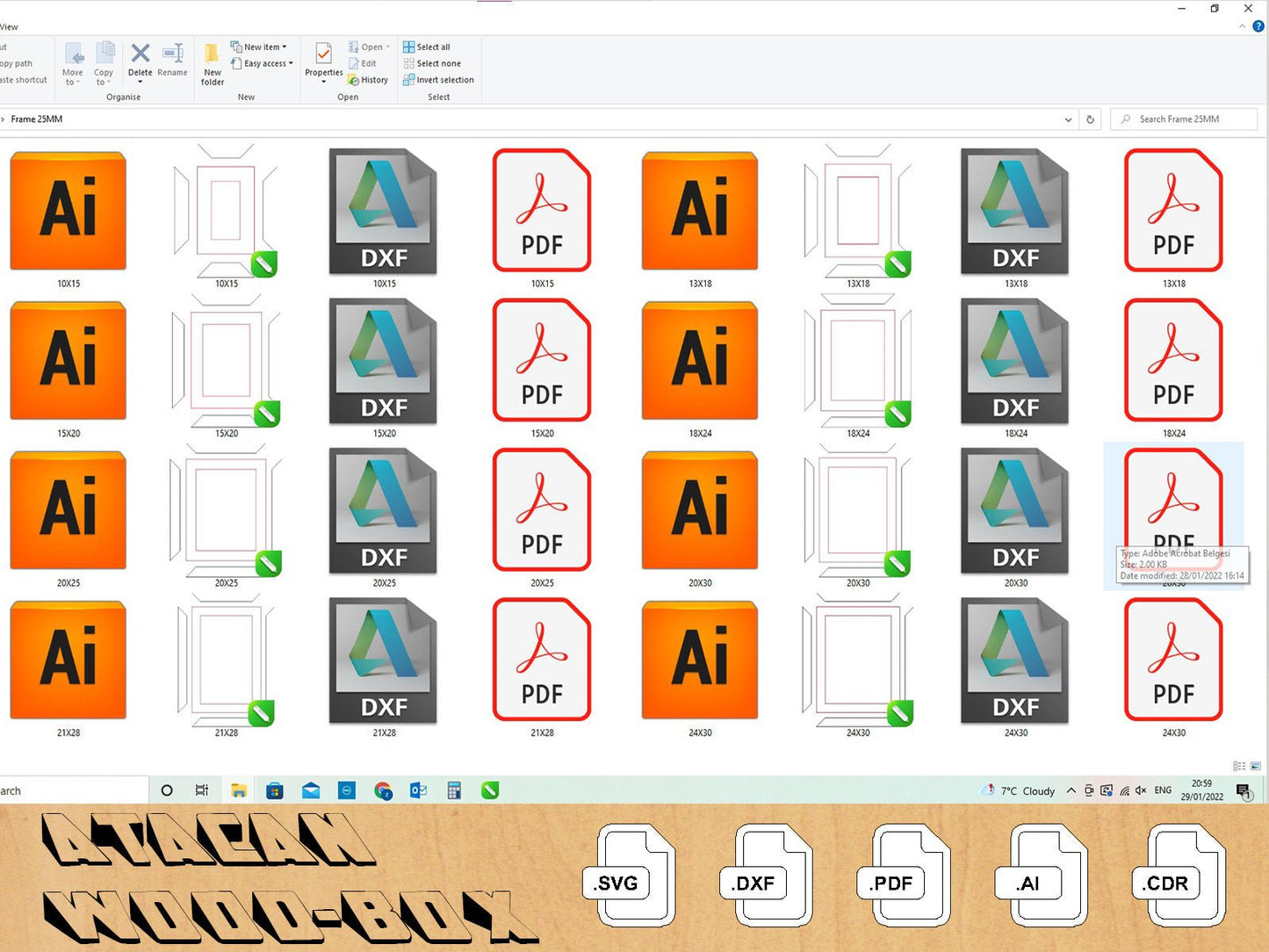 Standart Metric Sizes Pic Frame Bundle - Laser Cut SVG Files - Glowforge Files - Digital Download 044