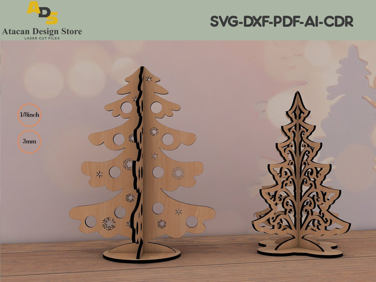 Standing Trees Christmas template pattern / Noel Decoration / Xmas Tree Cut Files ADS197