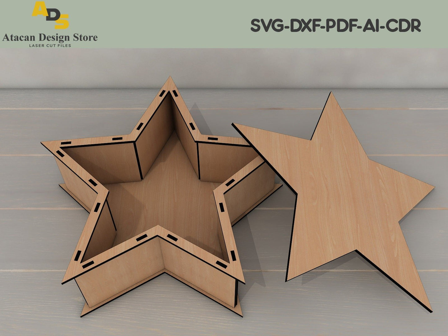 Star Box Laser Cut Files / Glowforge SVG / Laser Box Files ADS199