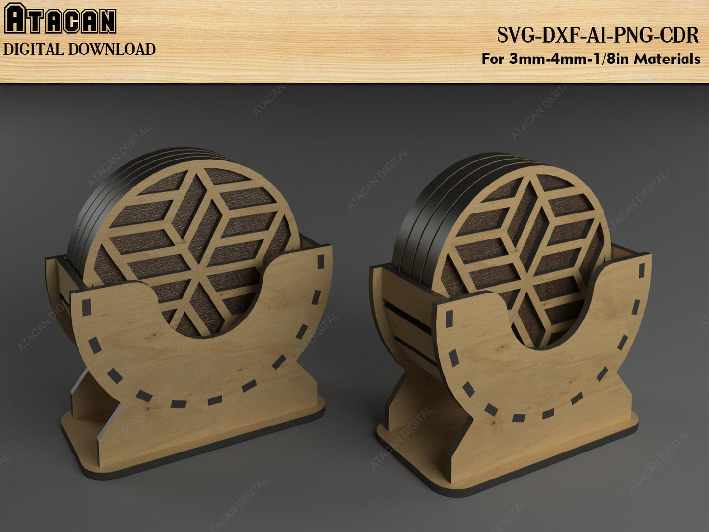 Stylish Coaster Box Holder / Keep your Coasters Organized and Ready to Use / DIY Coaster Stand Laser Cut Files 526