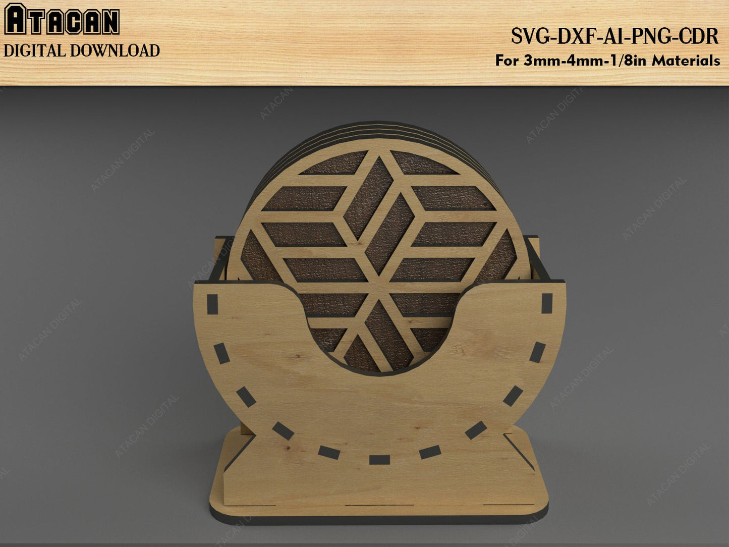 Stylish Coaster Box Holder / Keep your Coasters Organized and Ready to Use / DIY Coaster Stand Laser Cut Files 526