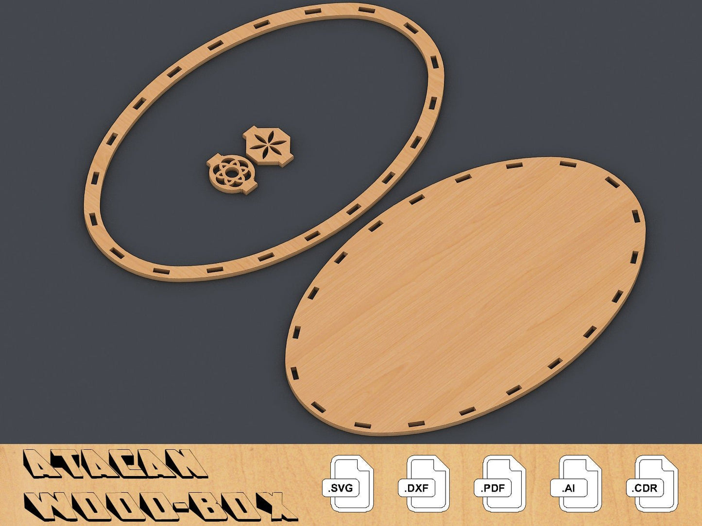 Tray Laser Cut Files - Ellipse Wood Tray Glowforge file - Svg-Dxf-Pdf-Ai-Cdr Digital Download 107