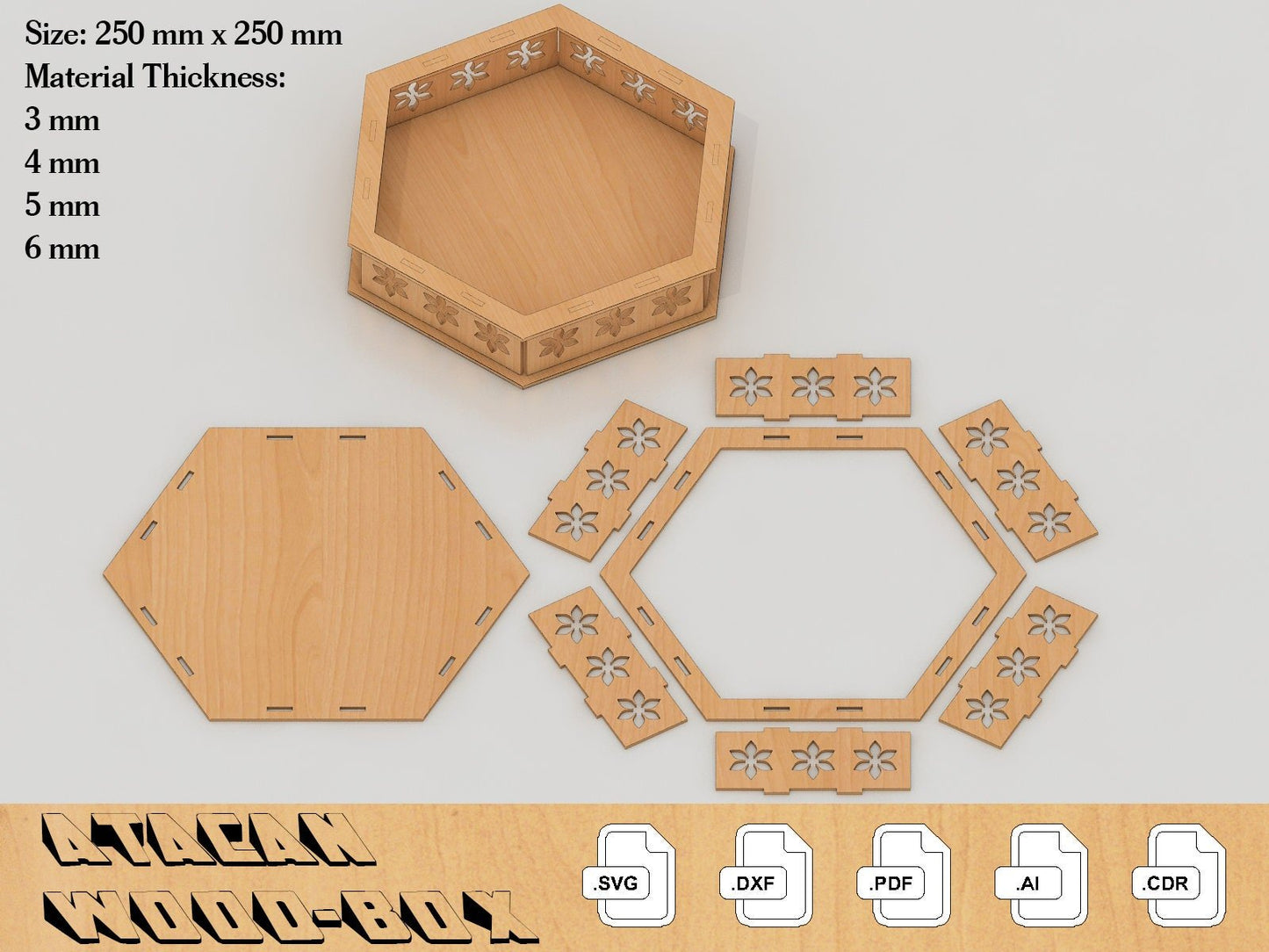 Tray SVG Files, 3mm, 4mm, 5mm, 6mm laser cut files, glowforge file 105
