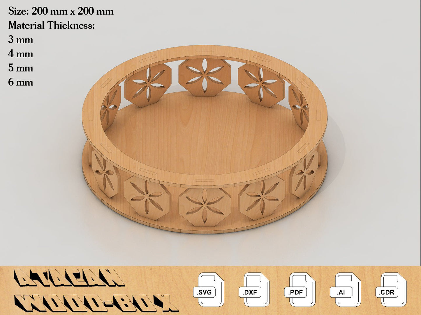 Tray Vector file, Laser Cut Svg, Wooden Decorative Tray, Glowforge files 110