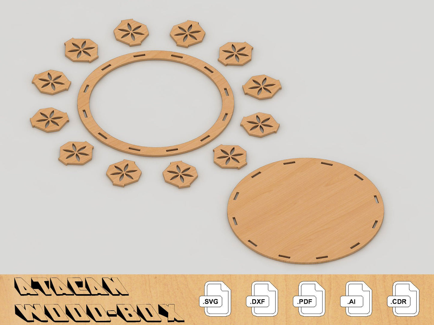 Tray Vector file, Laser Cut Svg, Wooden Decorative Tray, Glowforge files 110