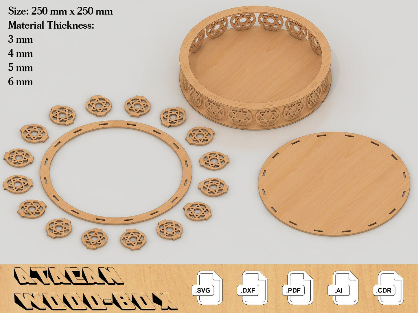 Tray Vector file, Laser Cut Svg, Wooden Decorative Tray, Glowforge files 111