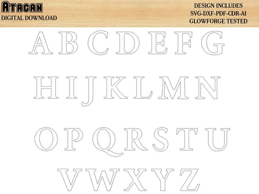 Uppercase Alphabet Includes A through Z Svg-Dxf-Ai-Cdr formats, laser cut files 260