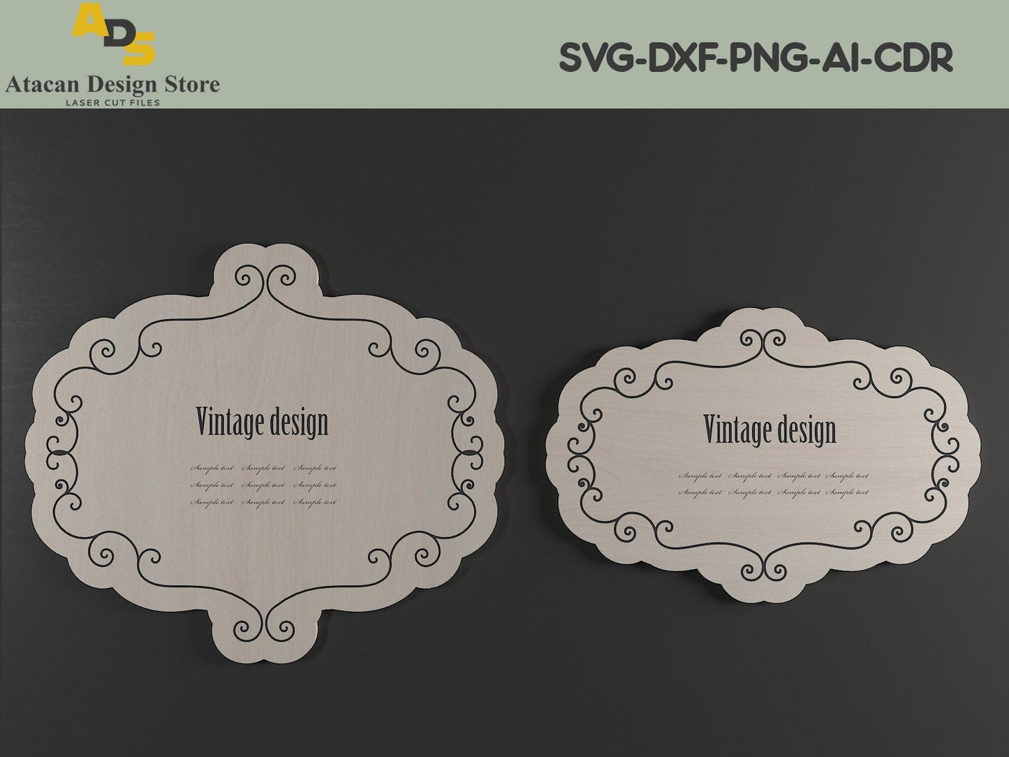 vintage Antique Ornamental Frames / Vintage Logo Badgets / Wooden Frame Laser cut files 270