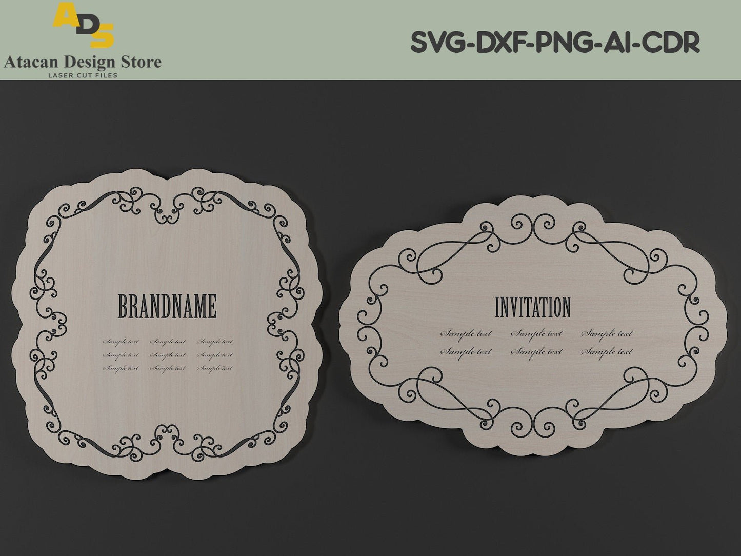 vintage Antique Ornamental Frames / Vintage Logo Badgets / Wooden Frame Laser cut files 270
