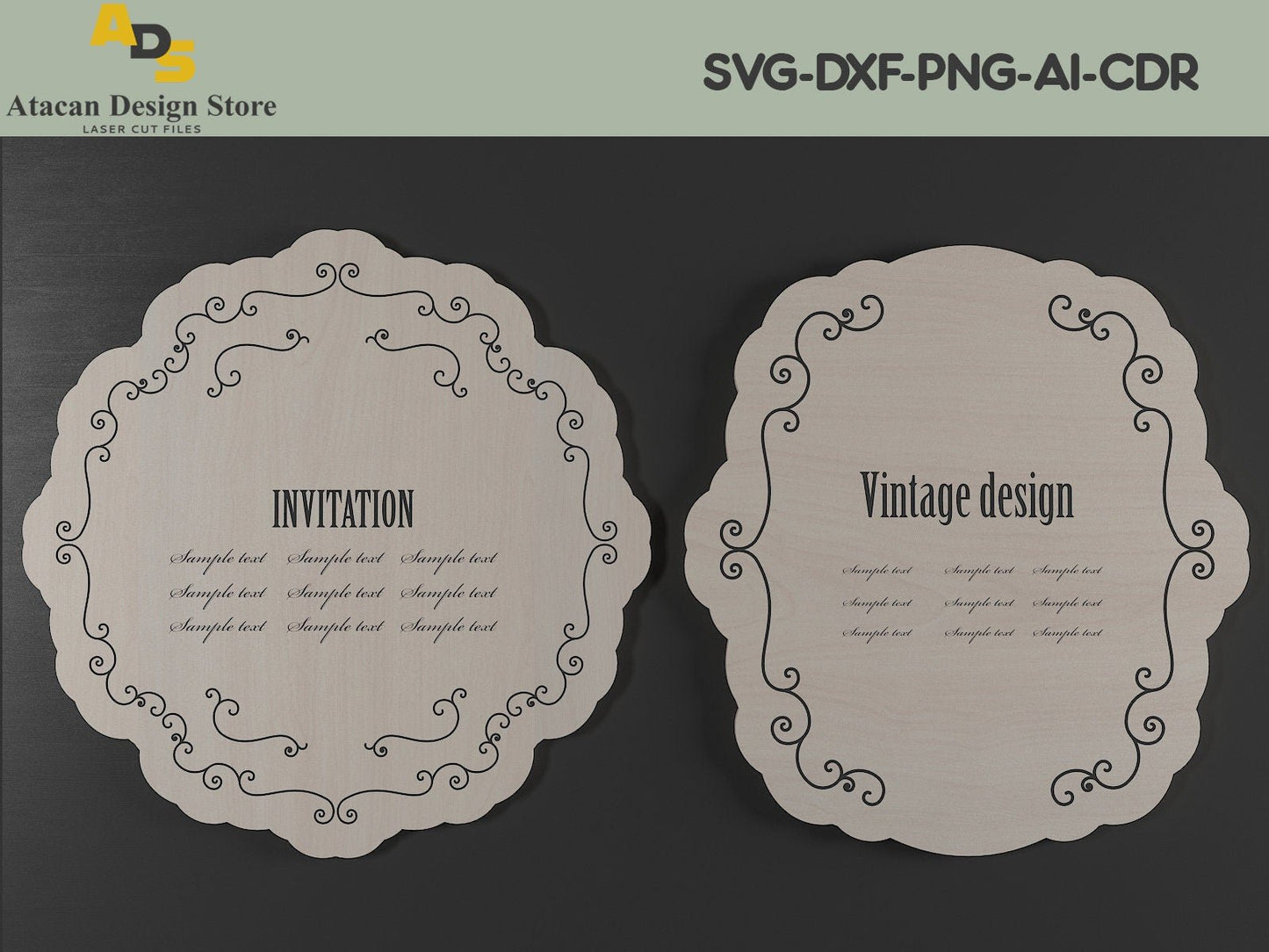 vintage Antique Ornamental Frames / Vintage Logo Badgets / Wooden Frame Laser cut files 270