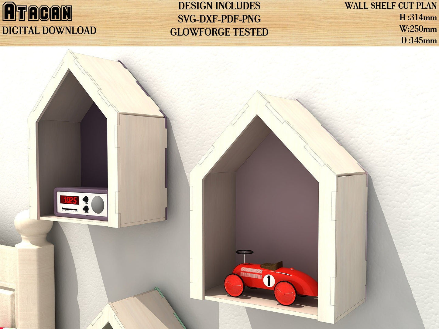 Wall Shelf cut plans Glowforge Digital Download House wall shelves svg files 064