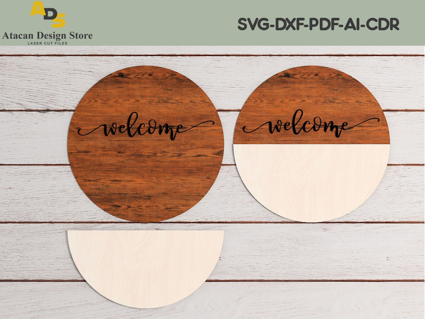 Welcome Sign Glowforge File / Welcome Home Round SVG cut files / Laser Engraved Wood Files / instant download ADS119