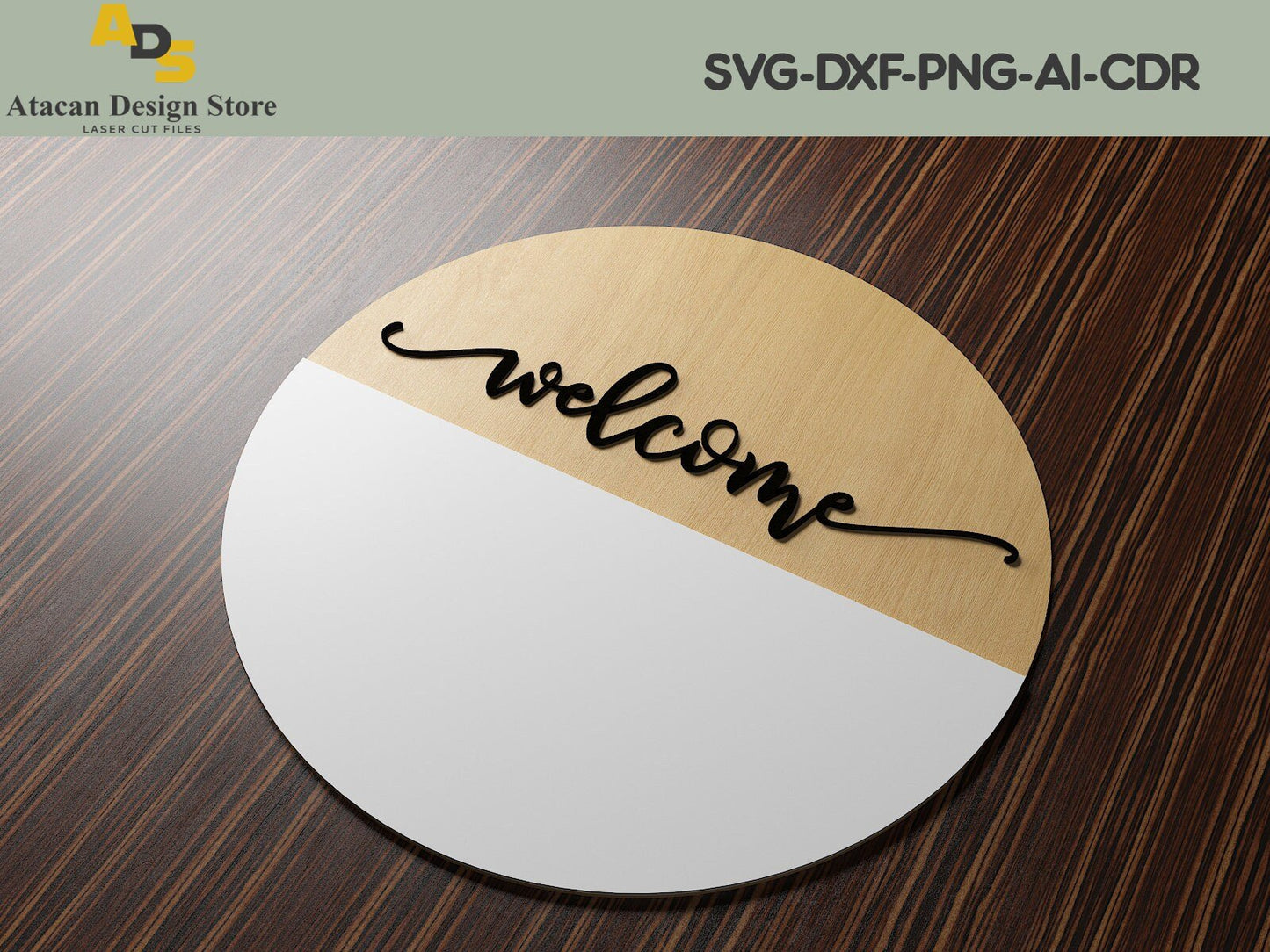 Welcome Sign Glowforge File / Welcome Home Round SVG cut files / Laser Engraved Wood Files / instant download ADS119
