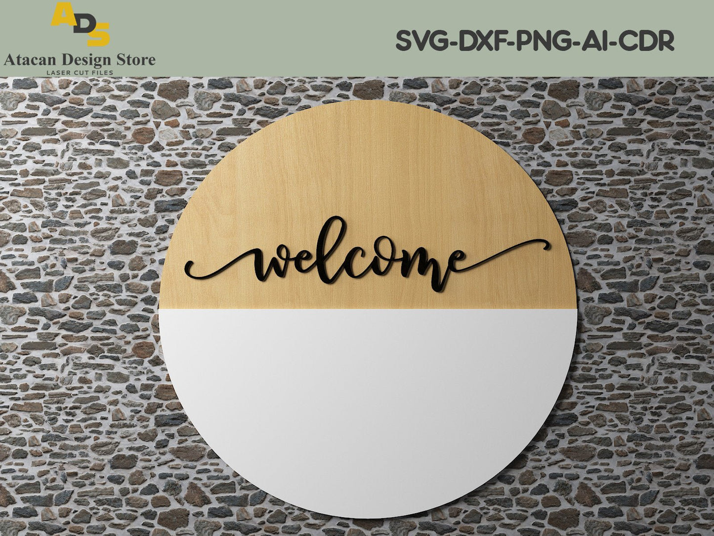 Welcome Sign Glowforge File / Welcome Home Round SVG cut files / Laser Engraved Wood Files / instant download ADS119