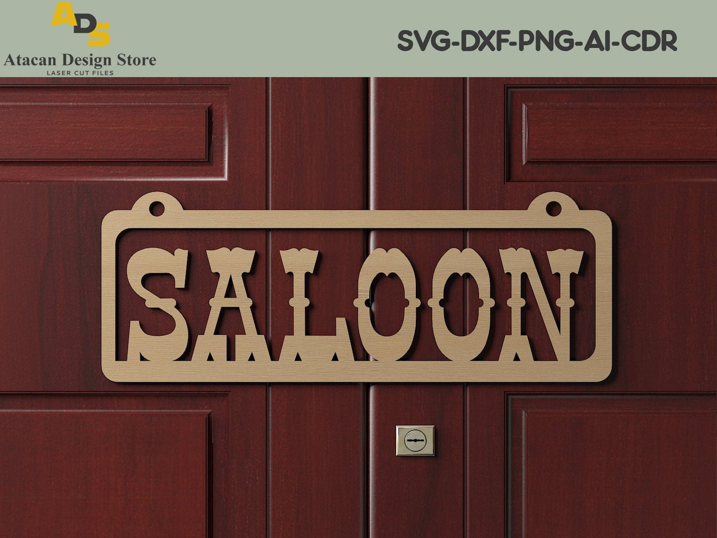Western Sign Saloon Laser Cut Files / Wall and Door Hanger Design / Dxf Svg Cdr Files 247
