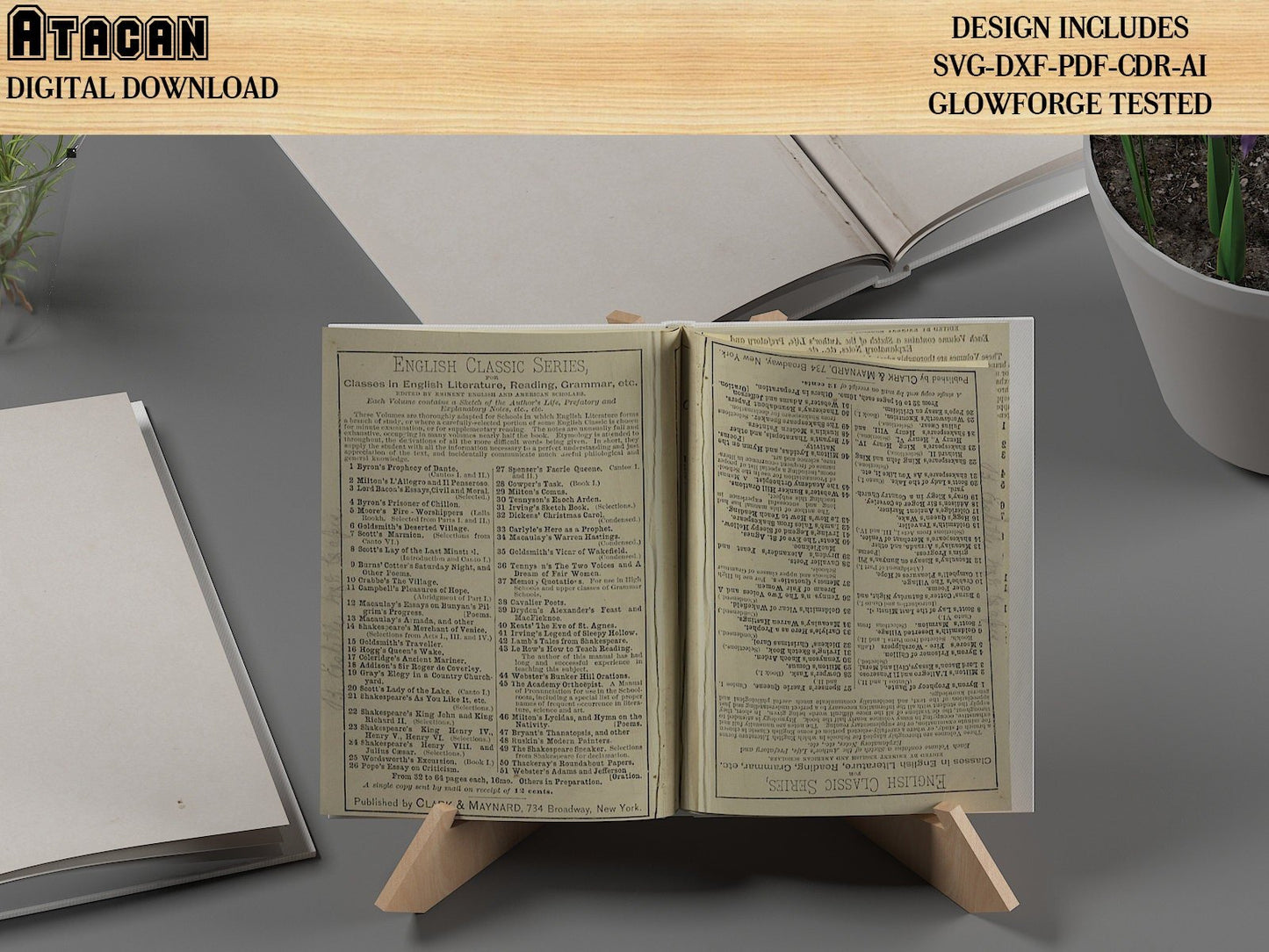 Wood Book Holder Stand / Simple laser cut files and plans / SVG DXF CDR Ai files 483