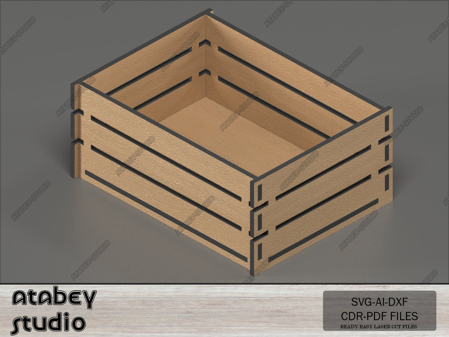 Wood Crate Boxes - Crates Vector Cut Files - Hobby Gift box multiple sizes - DIY Crate Box Set 566