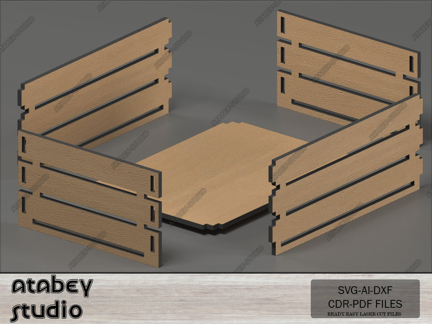 Wood Crate Boxes - Crates Vector Cut Files - Hobby Gift box multiple sizes - DIY Crate Box Set 566