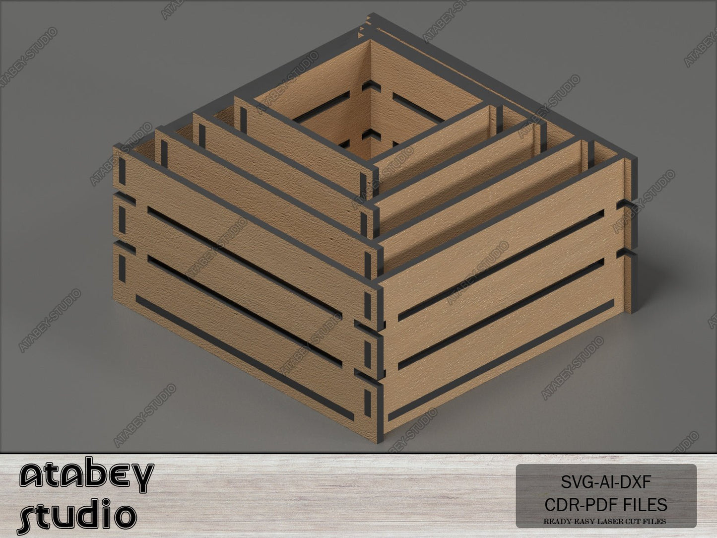 Wood Crate Boxes - Crates Vector Cut Files - Hobby Gift box multiple sizes - DIY Crate Box Set 566