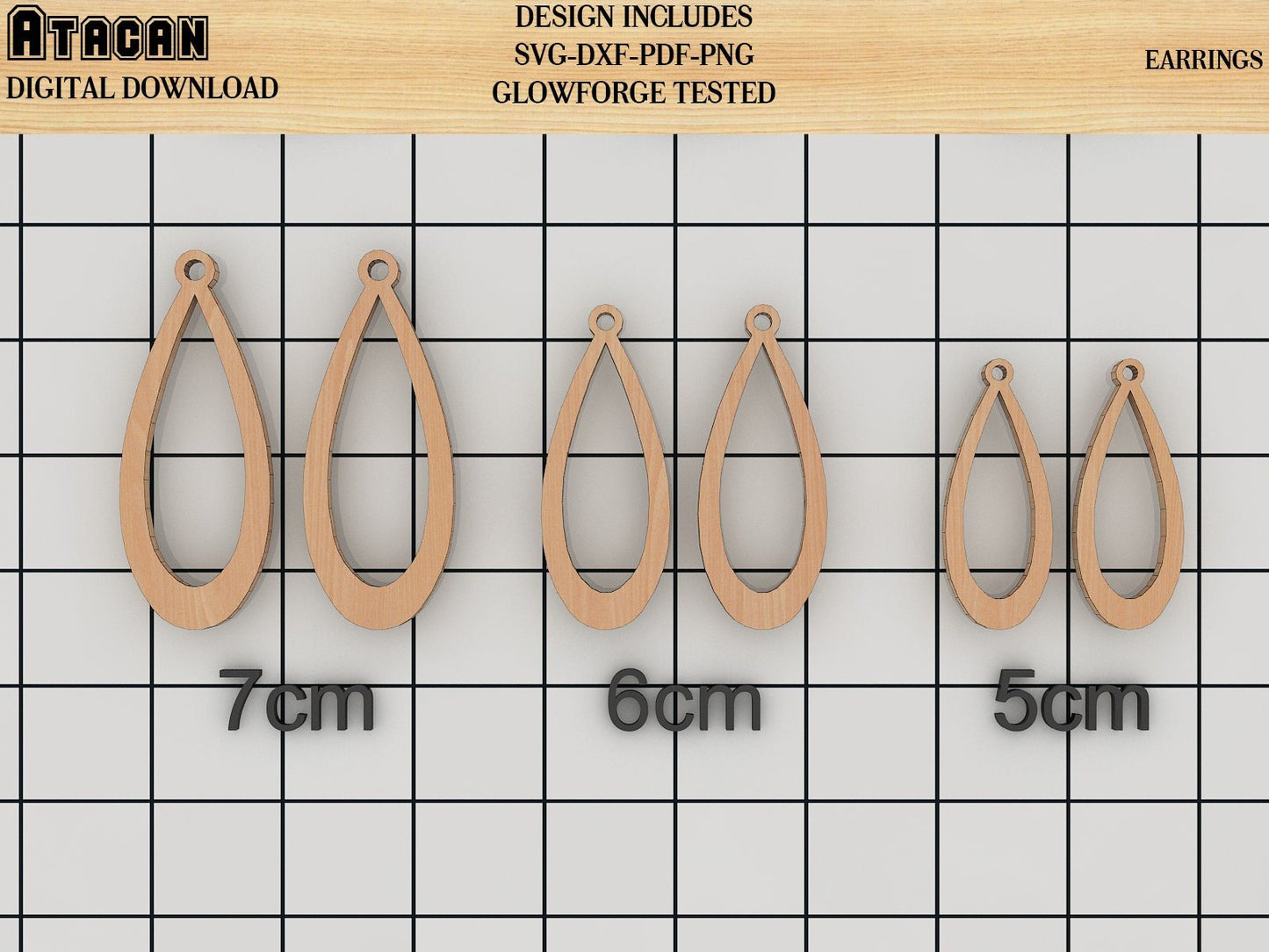 Wood Earring Shapes, Laser Cut Jewelry SVG files Tear drop Earring Set 211