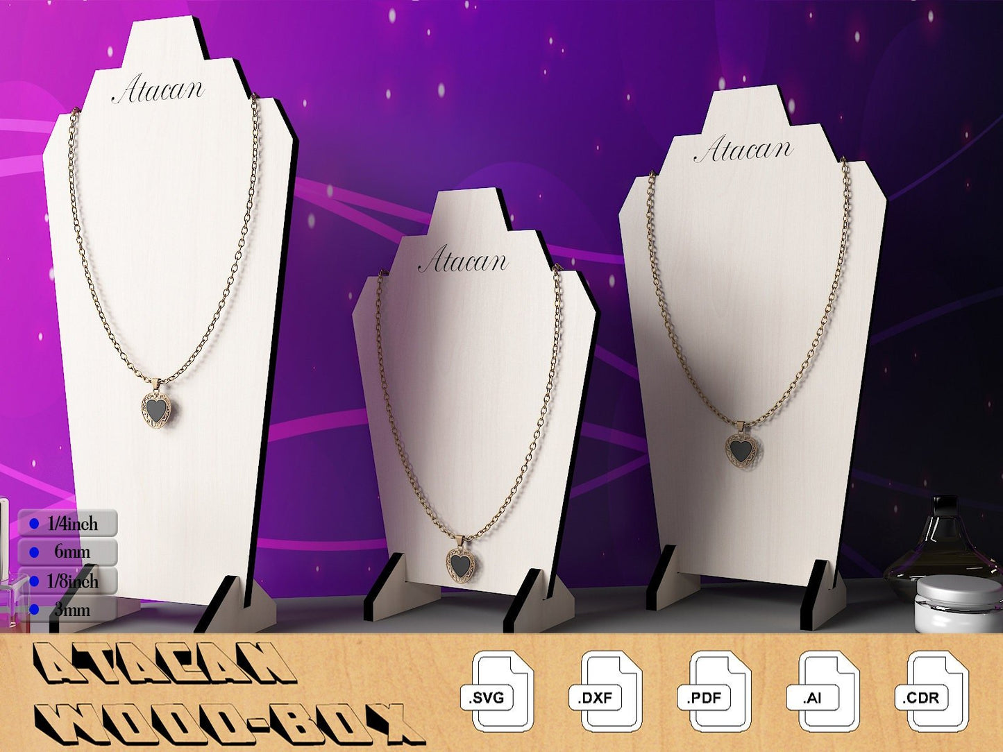 Wood Necklace Display Stand / Jewelry Bracelet Stand / Laser Machine Files SVG DXF CDR Ai 323
